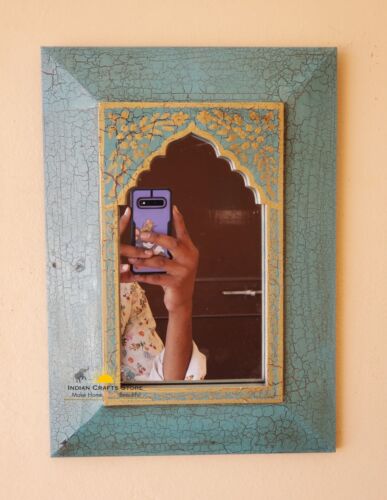 Handmade Wooden Mirror Wall Hanging Frame Traditional Decor Mirror Art Furniture - Picture 5 of 7
