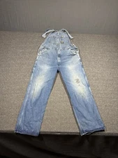 Oshkosh Overalls Bibs Mens 36x30 Blue Sanfordized Work Farm Vintage Distressed
