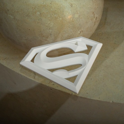 Superman White Car Emblem Badge - Man Of Steel 3D Auto Sticker - 4.2" x 3" - Picture 1 of 10