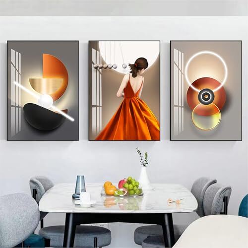 Pasocel Large Wall Art, Bright Style Framed Wall Art, HD 16" X 24" X 3 pieces - Picture 4 of 6