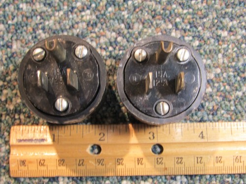 SD 15A 125V 3-poliger runder Stecker ~ 2er Set - Bild 2 von 3