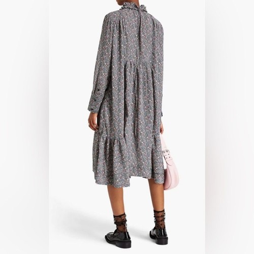 NWOT Ganni AOP Floral Oversized Crepe Midi Dress Moonlight Mauve Size EU 36 US 4 - Picture 3 of 15