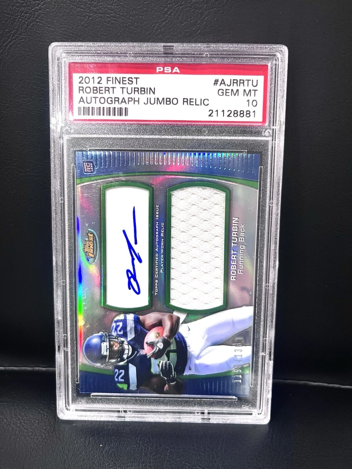 Robert Turbin Finest Autograph Jumbo Relic #AJRRTU Base