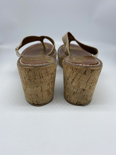 SAM EDELMAN 9.5 M ROMY Platform Flip Flop Sandals Beige Cork Wedge Womens - Picture 7 of 9