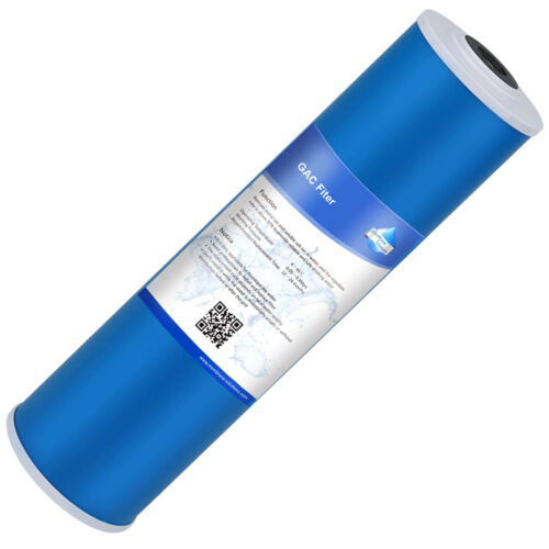 Confezione 1-6 Filtro Acqua Carbonio Granulare 20"x4,5" 5 Micron Big Blue GAC Tutta Casa - Foto 3 di 13