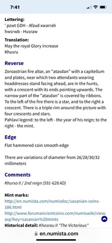 Antiguo dracma de plata de Duffy, dC 590-628, Imperio sasánida rey Khusru II, hermoso - Imagen 10 de 11