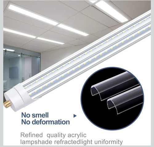 6 8FT LED Bulbs, 90W 6000K T8 T12 LED Tube Lights, FA8 Single Pin V Shaped - Picture 4 of 7