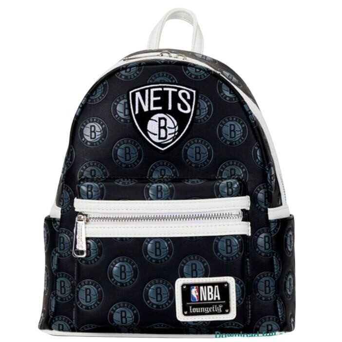 Loungefly NBA Brooklyn Nets Logo Mini Backpack, Black  display picture 2