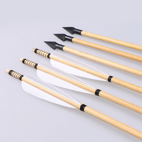 6pcs 31" Wooden Arrows 8mm Hunting Arrow Targeting for Traditional Long Bow - Picture 25 of 28