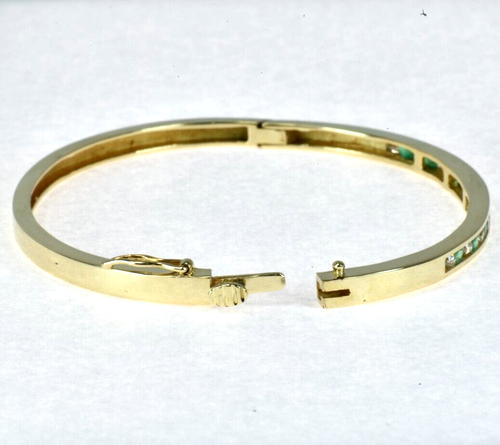 14 Karat NATURAL Diamond & NATURAL Emerald Channel Set Bracelet - Picture 14 of 16