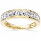 1.12 ct Princess cut Diamond Anniversary Ring 14k Yellow Gold Band, Channel Set