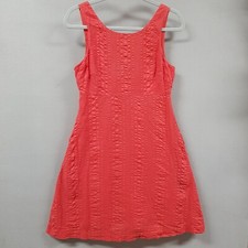 J Crew Dress Women's Orange Textured Cotton Sleeveless Button Back Pockets