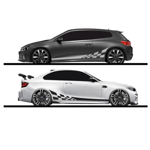 2x 220x25cm Car Side Body Graphics Decor Sticker Door Racing Stripe Vinyl Decals - Foto 17 di 36