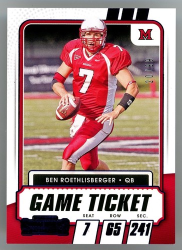 2021 Panini Contenders Ben Roethlisberger #12 Draft Picks Game Ticket 20/99