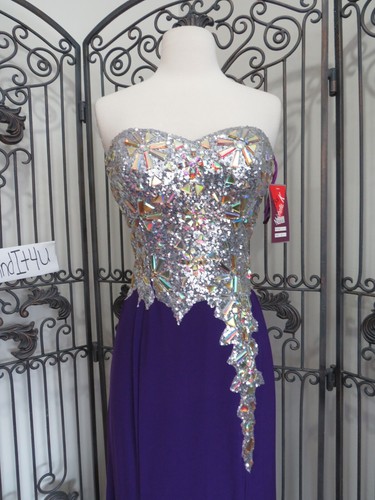 P306 MICKELLE K PURPLE SZ MED BEADED PROM HOMECOMING DRESS GOWN - Picture 10 of 15