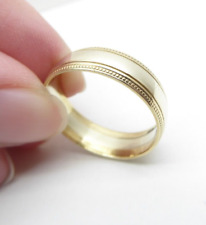 9ct Gold Wedding Ring Band Patterned Hallmarked 6mm Size S 1/2 with Gift Box