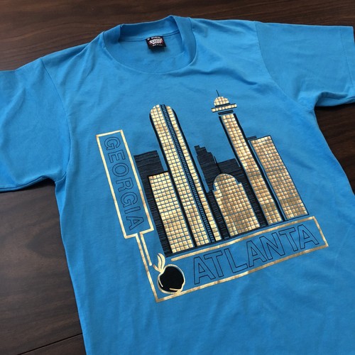 Vintage Screen Stars Atlanta Georgia T Shirt Men's M City Skyline Sparkle Gold - Picture 3 of 16