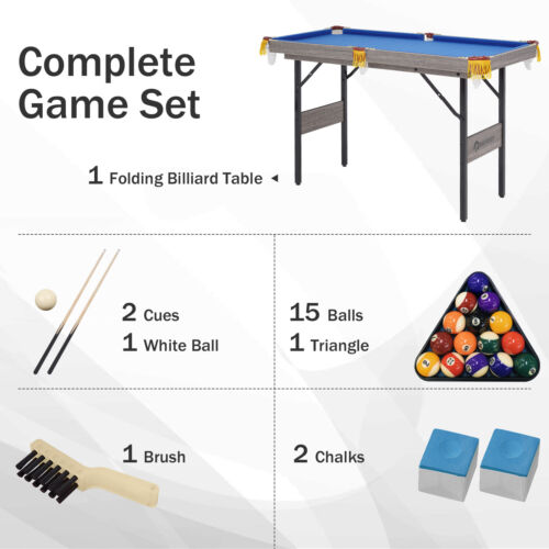4Ft/4.5ft Folding Billiard Table Pool Table Kid Adults Mini Game Table w/ Tassel - Picture 17 of 49