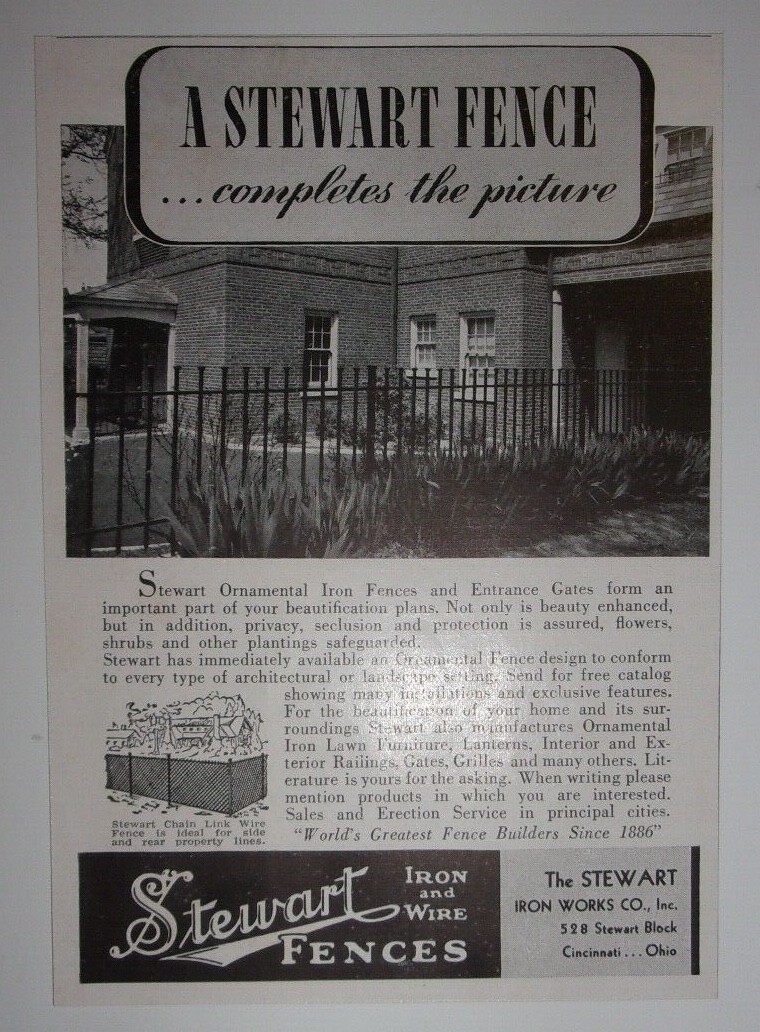 1938 Stewart Iron Works Co. Advertisement Cincinnati, Ohio eBay