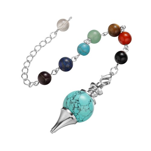 9 Stck. Pendel Wünschelrutengänger Heilung 18 mm Kristall Kugel Anhänger 7 Chakra Kette - Bild 12 von 12
