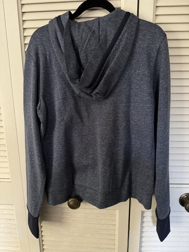 ADIDAS GRAY FULL ZIP HOODIE WITH THUMB HOLES WOMENS SIZE LARGE - Picture 4 of 5