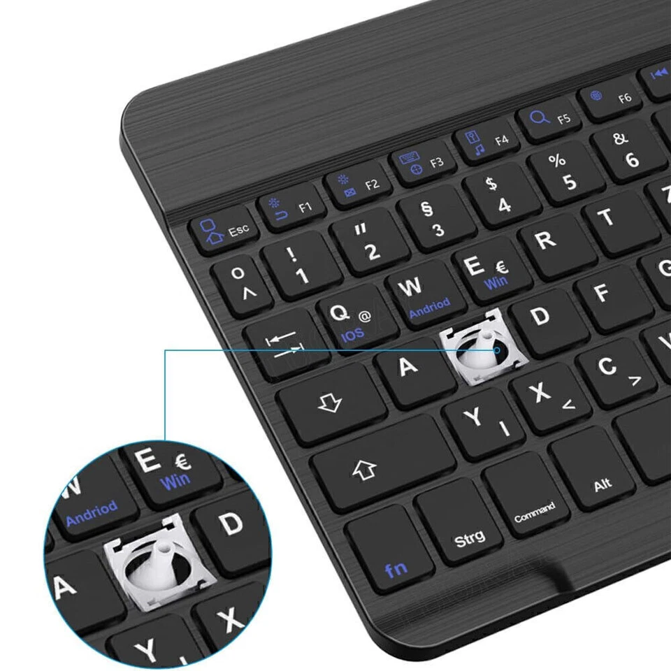 Bluetooth Tastatur kabellos Wireless Keyboard für PC Handy Tablet QWERTZ Layout - Bild 3 von 4
