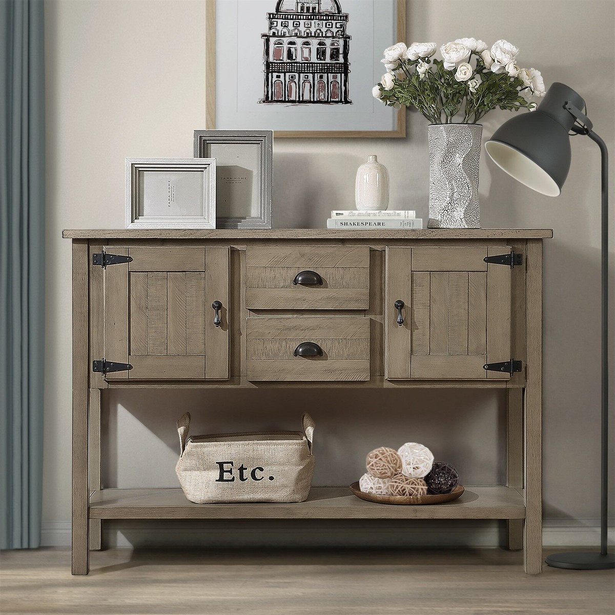 48In Sideboard Storage Dining Buffet Cabinet Console Table with