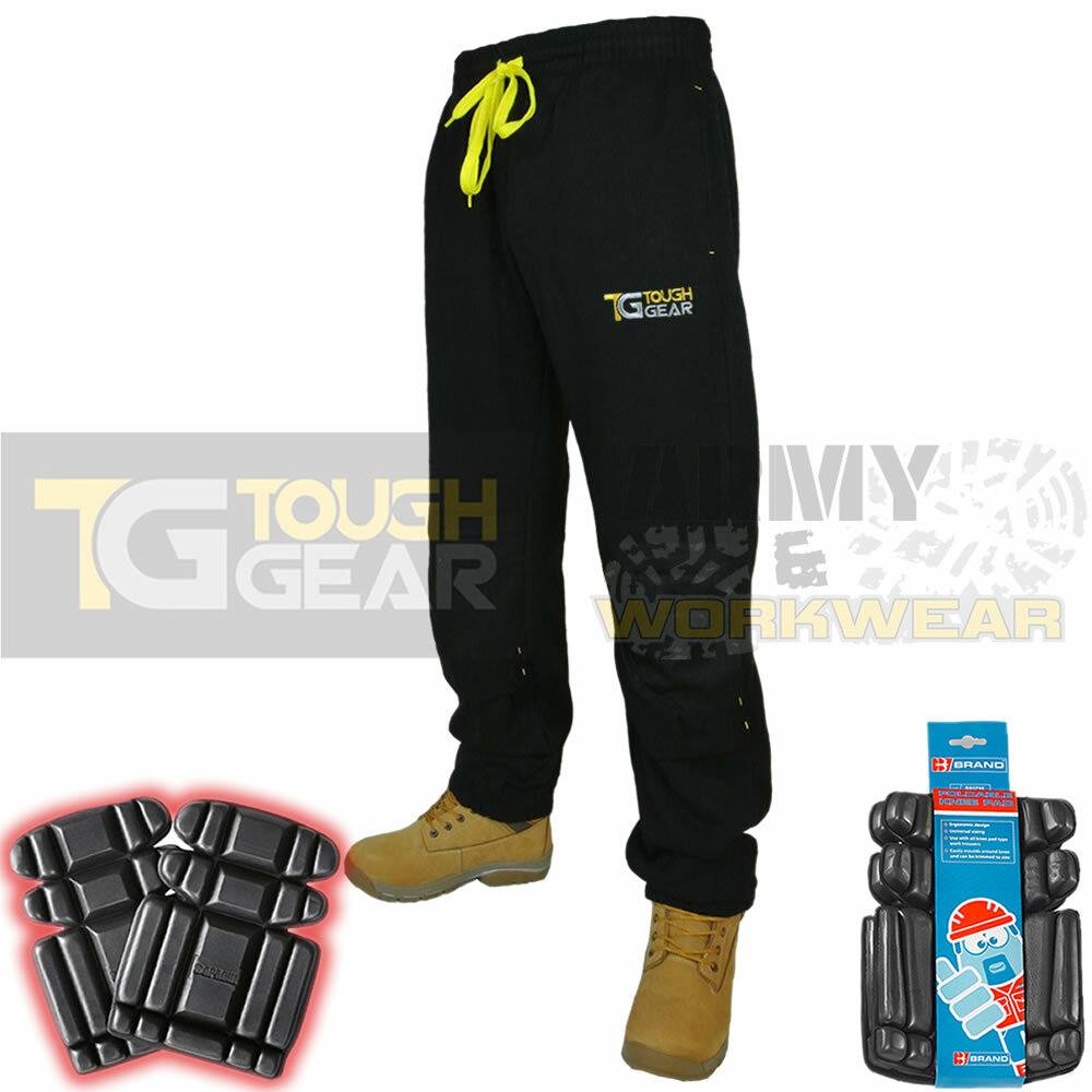 Mens Knee Pad Pockets Fleece Work Jogging Bottoms Pants Joggers + FREE KNEE PADS eBay