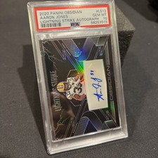2020 PANINI OBSIDIAN AARON JONES LIGHTNING STRIKE LS12 AUTO /100 PACKERS PSA 10