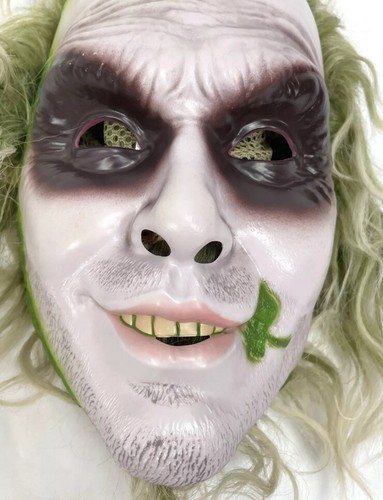 Maschera completa Beetlejuice plastica dura spirito adulto Halloween Michael Keaton NUOVA - Foto 3 di 7