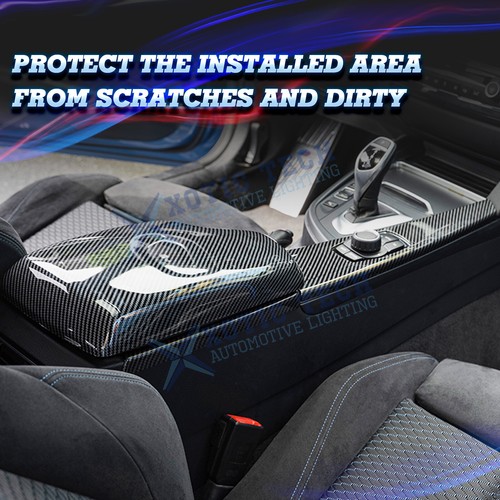 For BMW 3 Series 2013-2018 Carbon Fiber Style Auto Inner Armrest Box Panel Trim - Picture 4 of 11