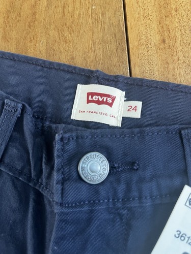 Levi’s Women Essential Chino Navy Blue Women Size 00 Waist 24 Tapered Leg Mid Ri - Picture 6 of 8