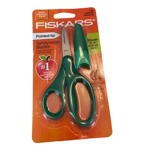 Fiskars Blunt Tip Scissors Sheath Is An Eraser 5” Kindergarten New Green - Picture 1 of 2