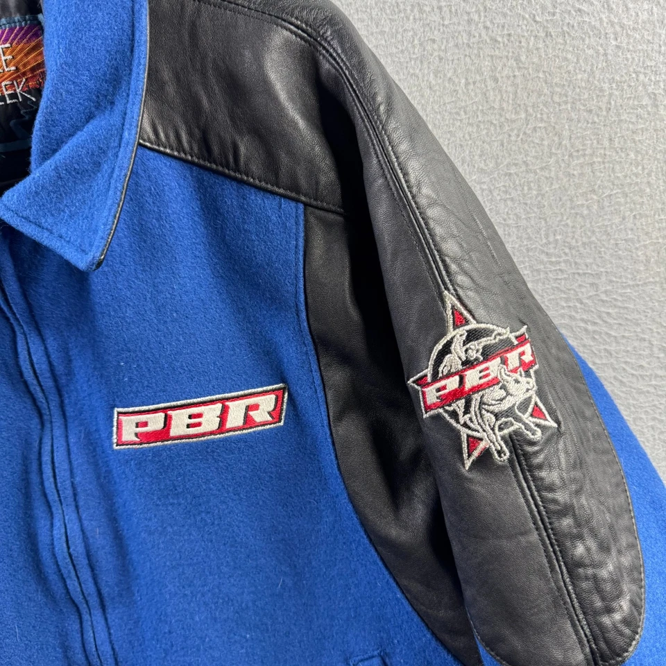 Cripple Creek PBR Jacket Mens Large Lamb Leather Wool 2001 Bud Light Cup Rodeo - Image 2 of 4