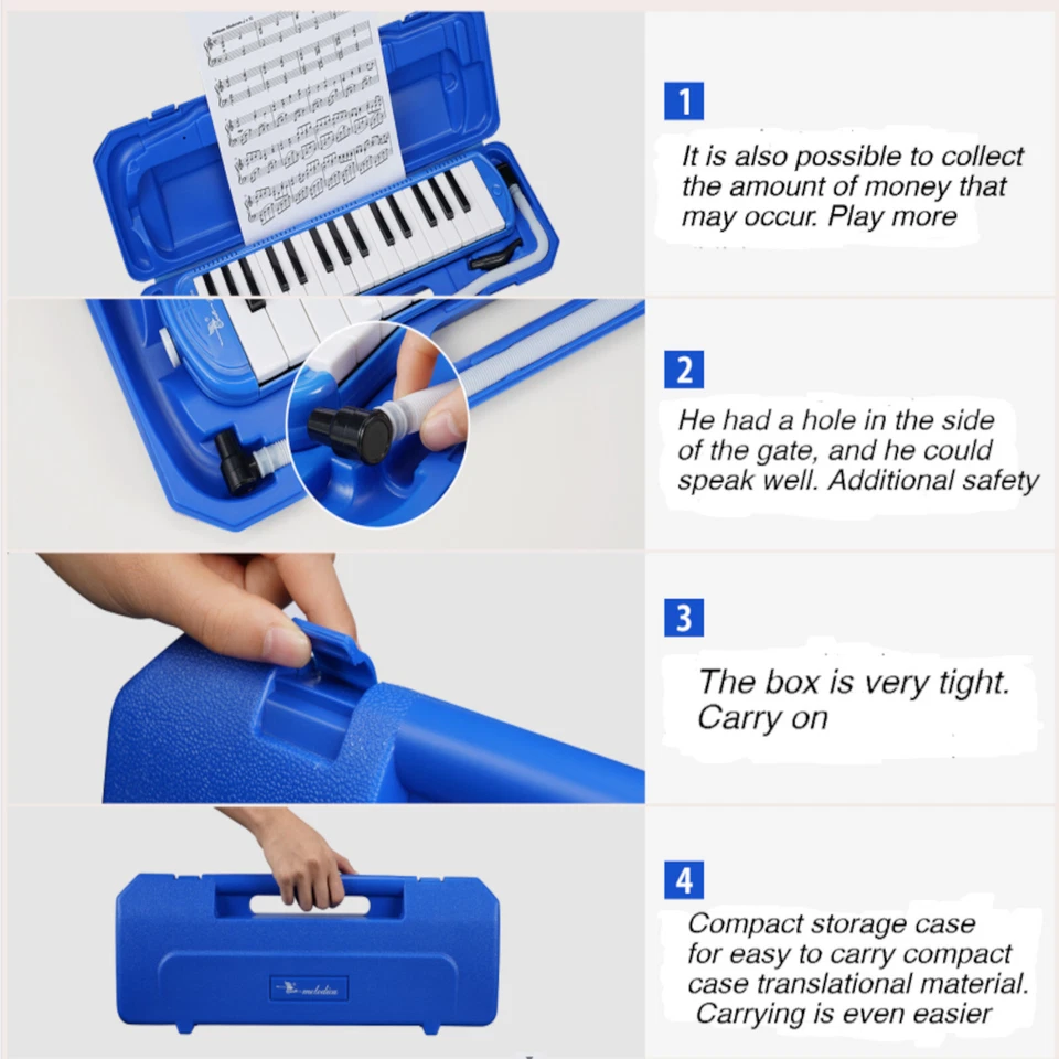 Tubo flexible 32Key Melodica órgano recto soplador boca para principiantes Foto 4 de 4