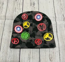 Marvel Avengers Super Hero Logo Camo Beanie Hat Cap Youth