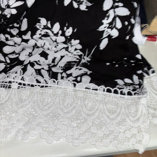 Open Black & White Floral Shirt Lacey Cuffs Long Sleeve XL & White Under Shirt - Picture 18 of 22