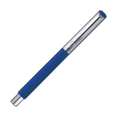 Parker Vector Mettalix Fountain Pen Blue with Free Blue Quink Ink Bottle