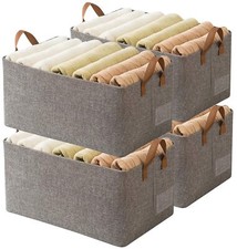 4 PCS CLOSET CLOTHES ORGANIZER BINS CLOSET FABRIC STORAGE BOX WITH STEEL FRAME S