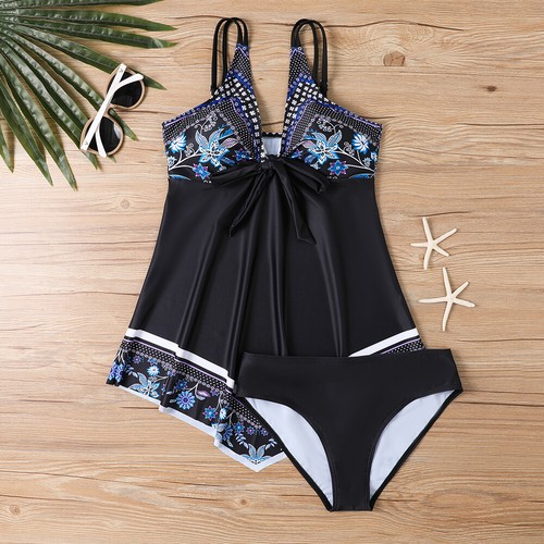 New Women Tankini dots Swimdress Swimsuit Beachwear Push Up Swimwear Plus Size - Picture 5 of 16