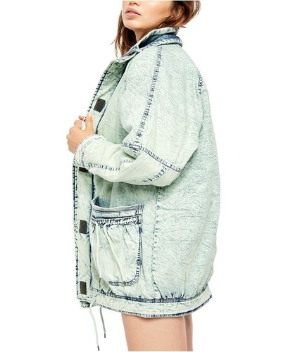Free People Real Games Denim Parka Jacket Medium $270 - Picture 4 of 13