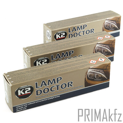 3x ORIGINAL K2 LAMP DOCTOR Aufbereitungs-Set Scheinwerferpolitur 60g 