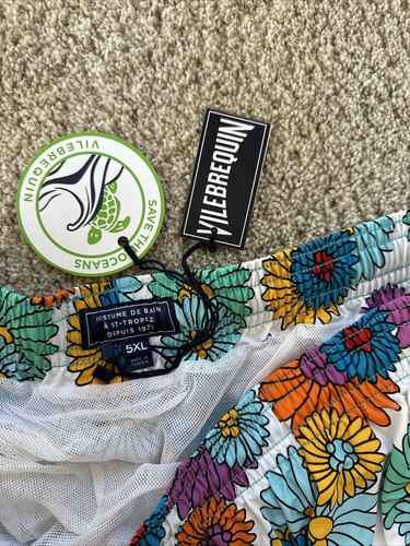 NWT 100% Authentic VILEBREQUIN MOOREA Swim Trunks- MEN - FLOWER MULTICOLOR - 4XL - Picture 5 of 7