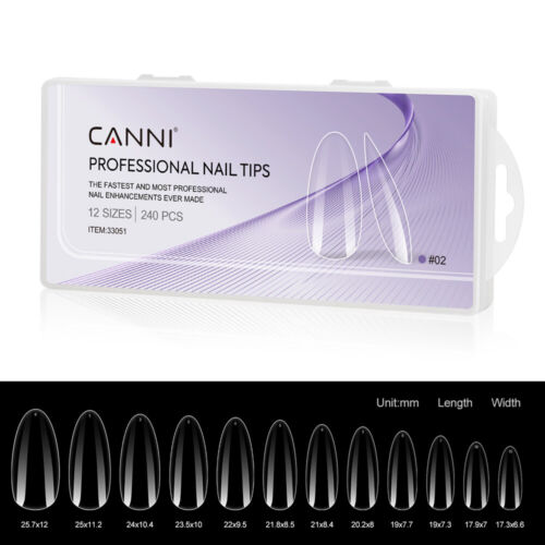 CANNI 240pcs Soft Gel False Nail Tips Soak Off Fake Nails Almond Square Stiletto - Picture 7 of 17