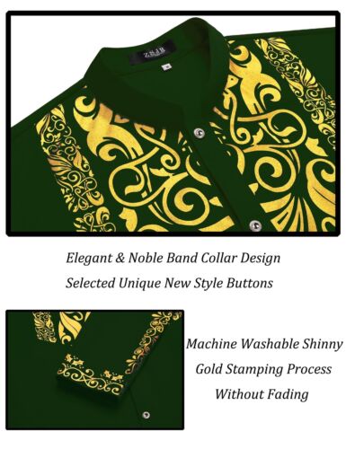 Mens African 2 Piece Sets Dashiki Metallic Traditional Suit Gold Stamp Printe... - Picture 5 of 7
