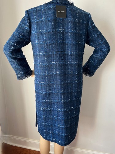 NUEVO ST JOHN TEJIDO TALLA 12 TOPPER AZUL MARINO MULTI TWEED - Imagen 2 de 6