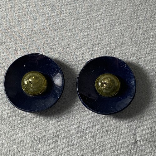 2 Vtg Celluloid Plastic Buttons Applied Figure Caveman Baby Ghost Frog ??? - Bild 2 von 3