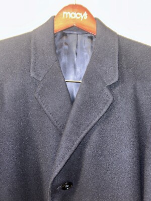 Vintage 1960s Mens Black Cashmere Overcoat Top Coat Old Vintage 1960s Mens Black Cashmere Overcoat Top Coat Old