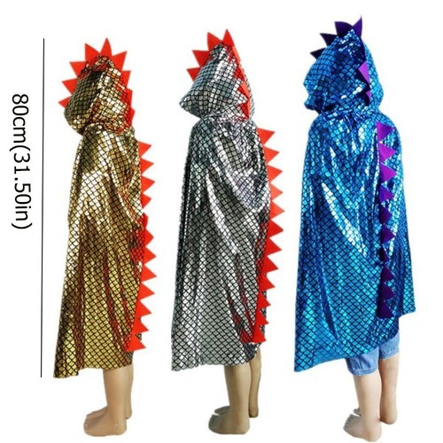 Children's Day Cosplay Costume Hooded Cloak Halloween Party Cloak Dinosaur Cape - Picture 2 of 15
