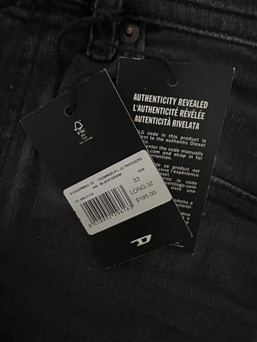 Diesel Herren Thommer Slim Fit Jeans RM063 $ 195 schwarz Größe 33/32 - Bild 7 von 7